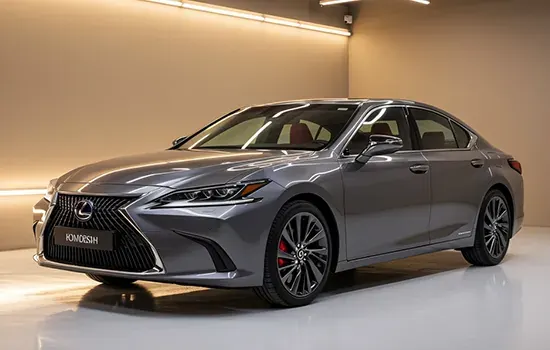 A grey Lexus ES 300h hybrid sedan